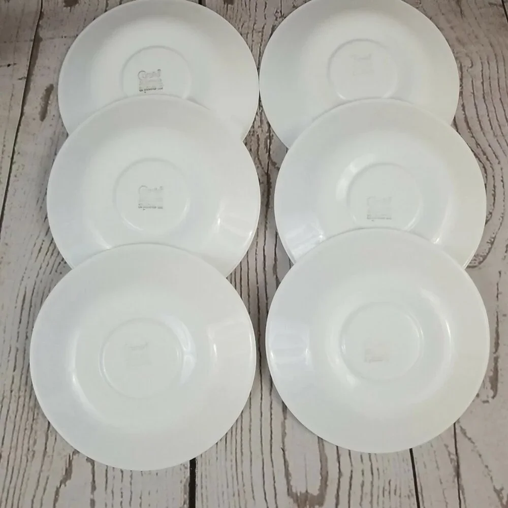 Corelle by Corning White Saucers Thin Blue Line Stripe 6